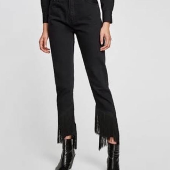 ZARA | Fringe hem crop jeans in black - Picture 13 of 13